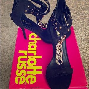 Suede Gold Chain Heel